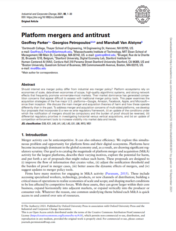 Platform mergers and antitrust | Speevr