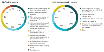 Figure 1. Reasons for disruption to health care services from the perspective of medical facilities and patients